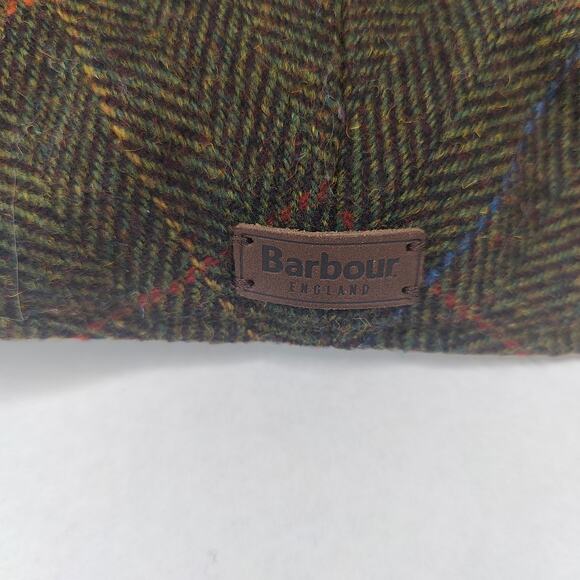 BARBOUR Unisex Cheviot Flat Cap in Olive Herringbone Size Small NWOT - Picture 4 of 8